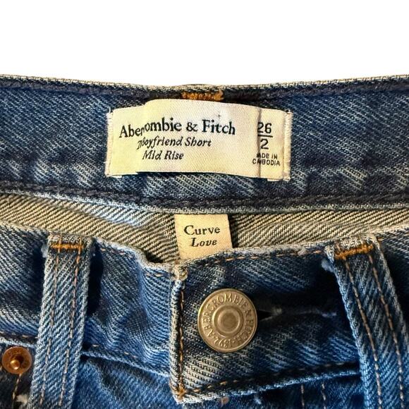 Abercrombie & Fitch Curve Love The Boyfriend Short Mid Rise Jean 26 distressed - Picture 3 of 4